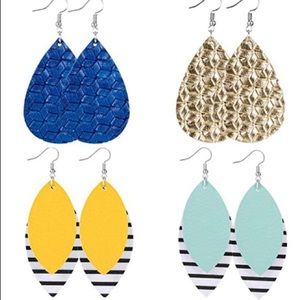 Four pack faux leather earrings
